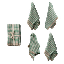 Woven Linen Napkins, Aqua Gingham Greenhouse Home
