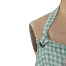 Woven Linen & Cotton Apron, Aqua Gingham Greenhouse Home