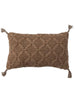 Woven Lumbar Pillow w/ Diamond Pattern & Jute Tassels Greenhouse Home