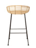 Woven Rattan Bar Stool w/ Black Wrought Iron Legs Greenhouse Home