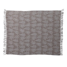 Woven Recycled Jacquard Blend Reversible Throw with Botanicals & Fringe