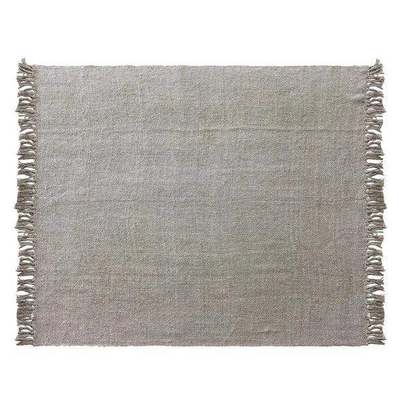 60"L x 50"W Woven Viscose Throw with Fringe, Beige