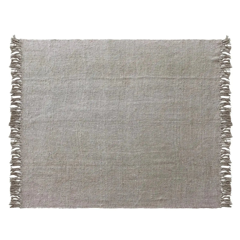 60"L x 50"W Woven Viscose Throw with Fringe, Beige