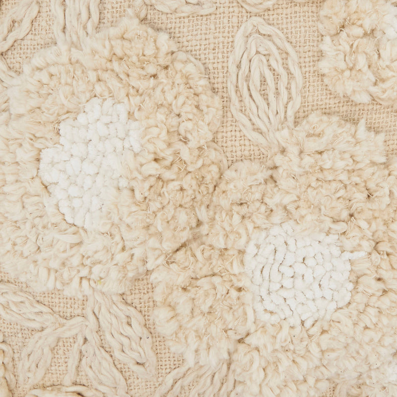 Delicate-Embroidered Floral Pillow: Natural / Poly Filled / 20"