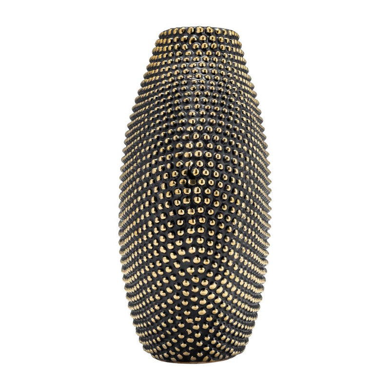 Black Ceramic Beaded Round Flower