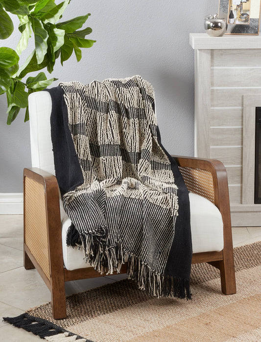 Striped Throw: Black/White / 50"x60"