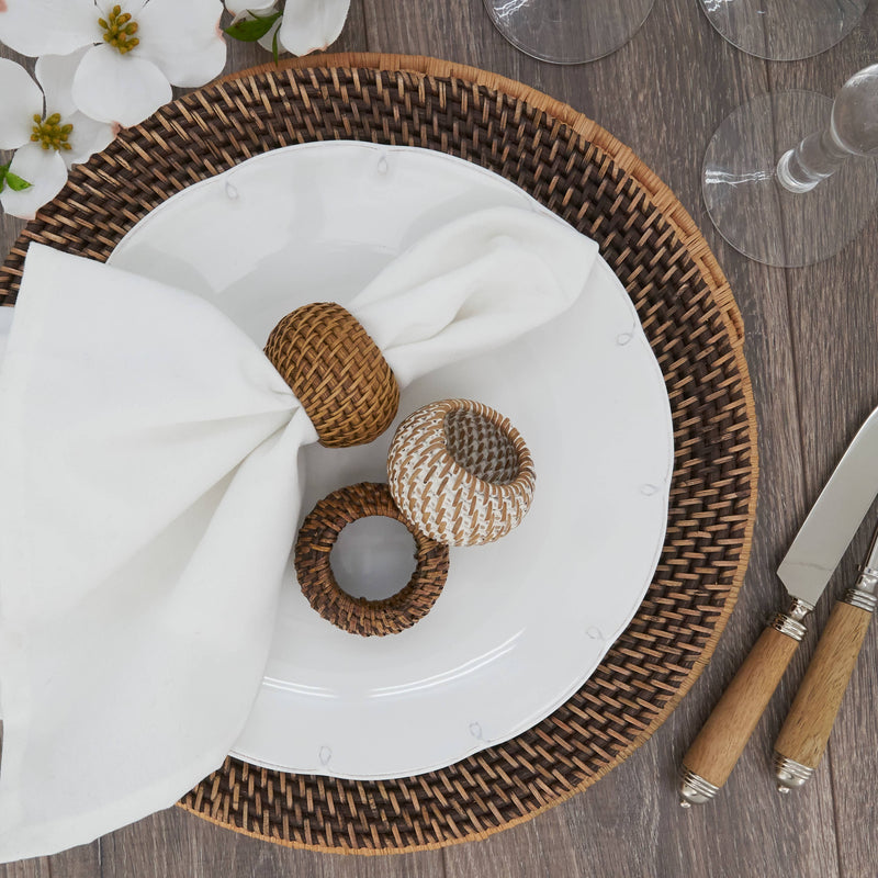 Woven Rattan Napkin Ring: Caramel / 2.4"