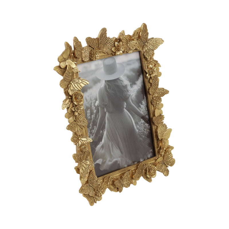 Gold Polyresin Butterfly in Bloom  5x7 Frame