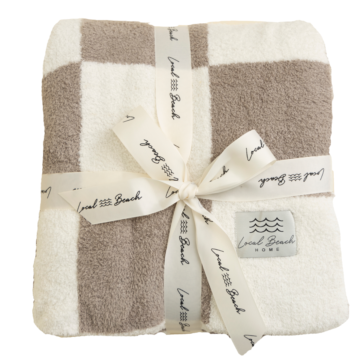 Baby Checker Luxe Blanket: Taupe/Cream