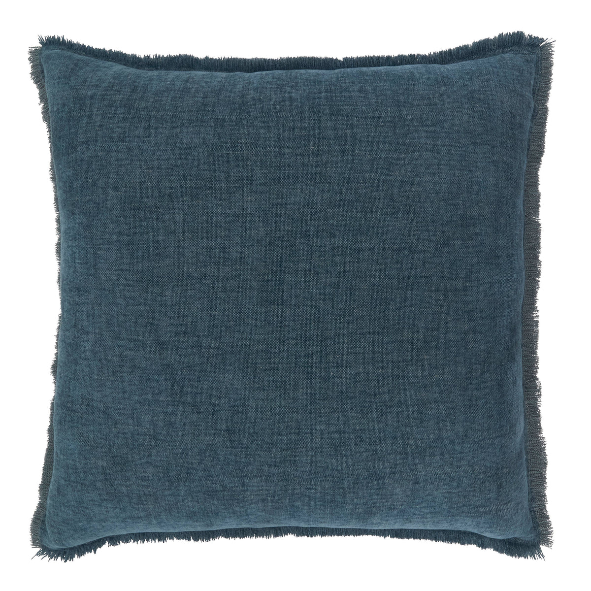 Fringe Edge Throw Pillow: Blue / Down Filled / 20"x20"