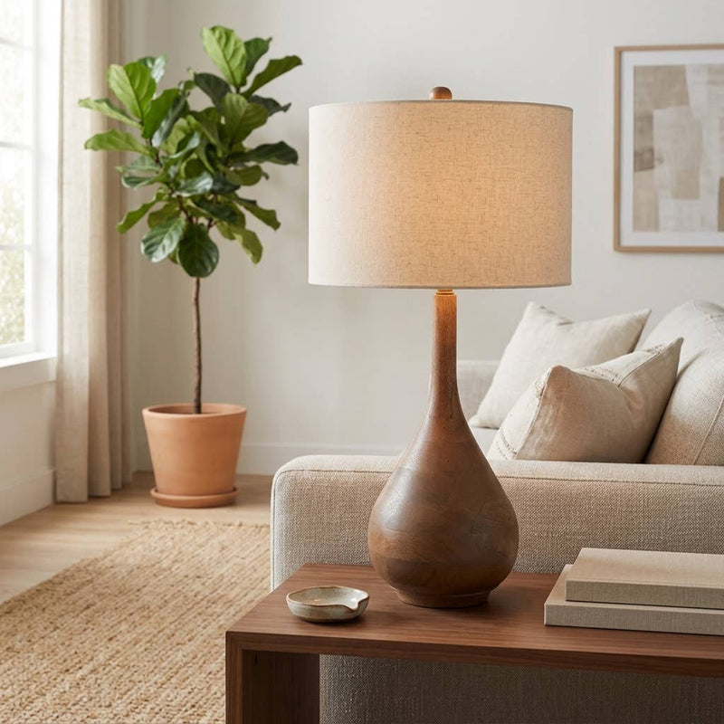 Brown Mango Wood Table Lamp
