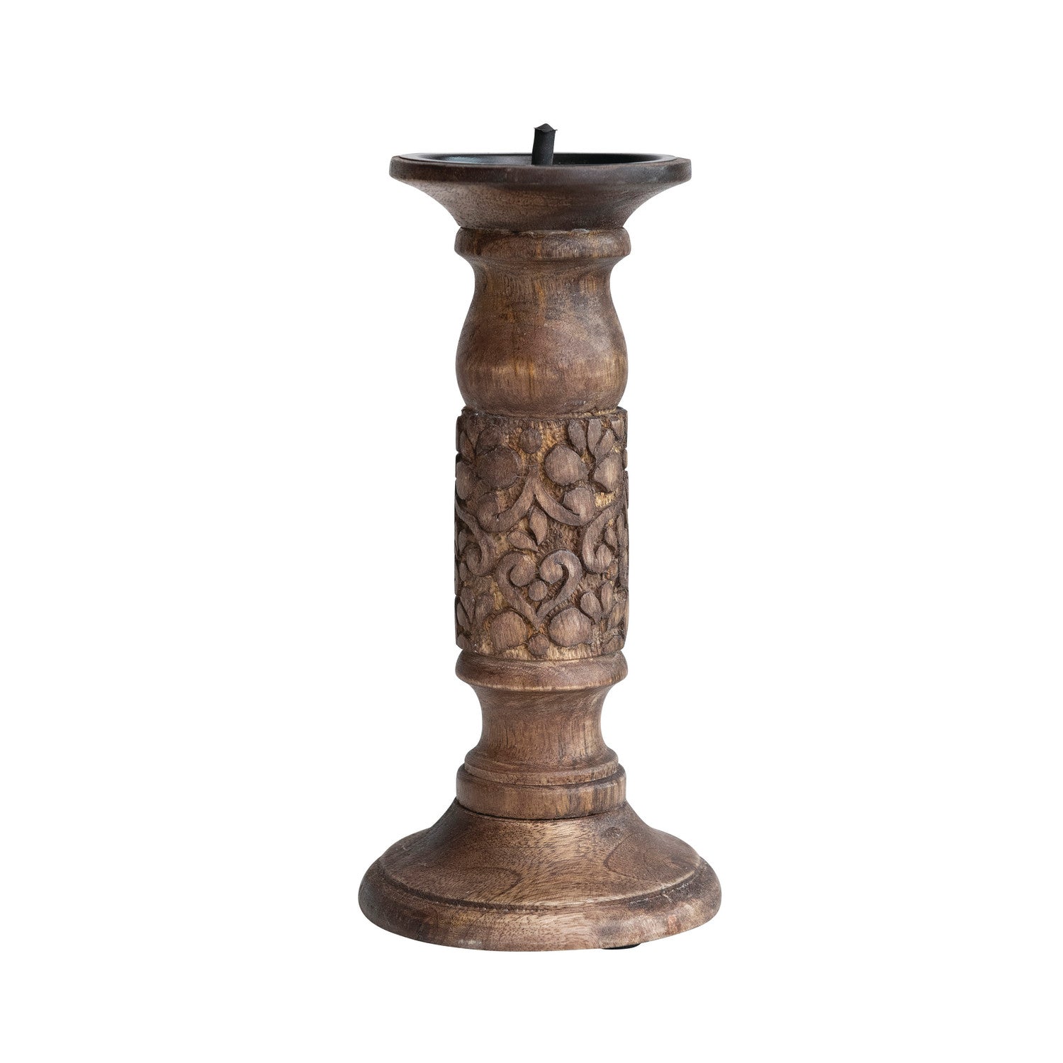Hand-Carved Mango Wood Candle Holder