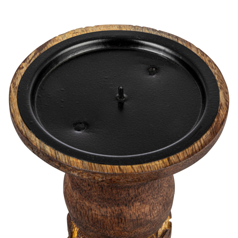 Hand-Carved Mango Wood Candle Holder