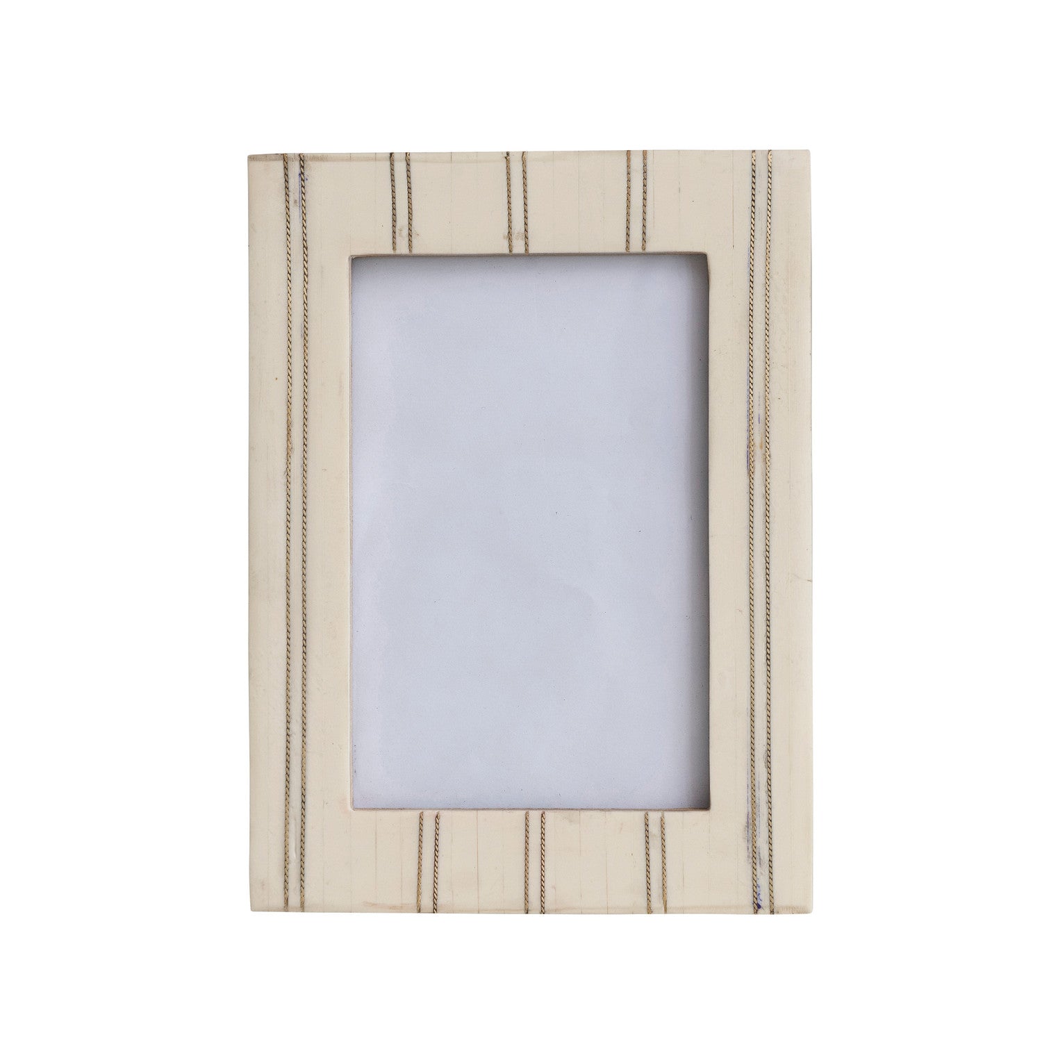 Resin Cream Photo Frame w/ Metal Inlay