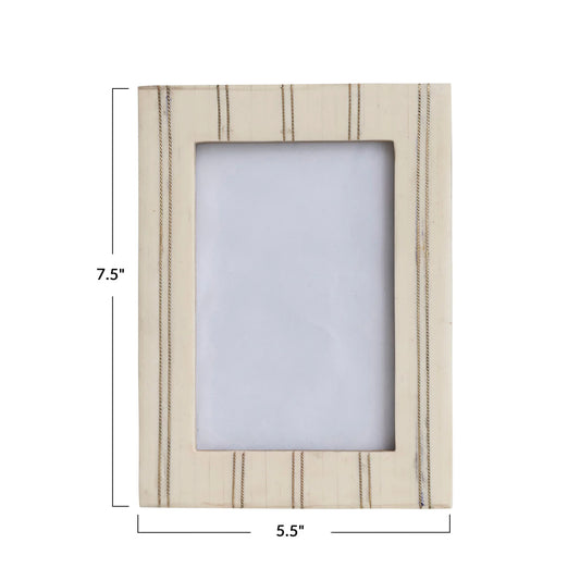 Resin Cream Photo Frame w/ Metal Inlay