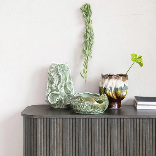 Textured Stoneware Organic Shaped Vase