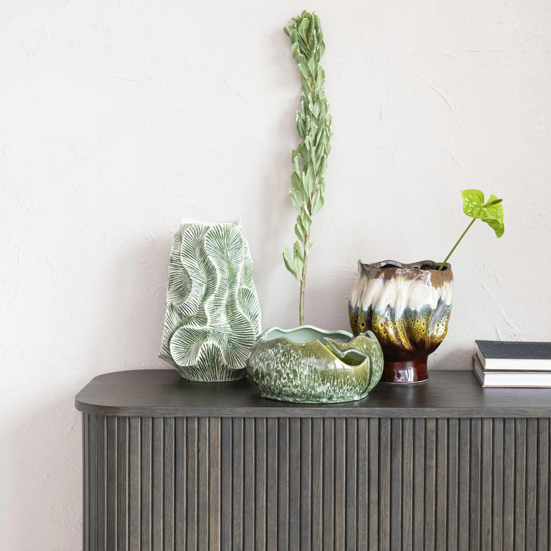 Textured Stoneware Organic Shaped Vase