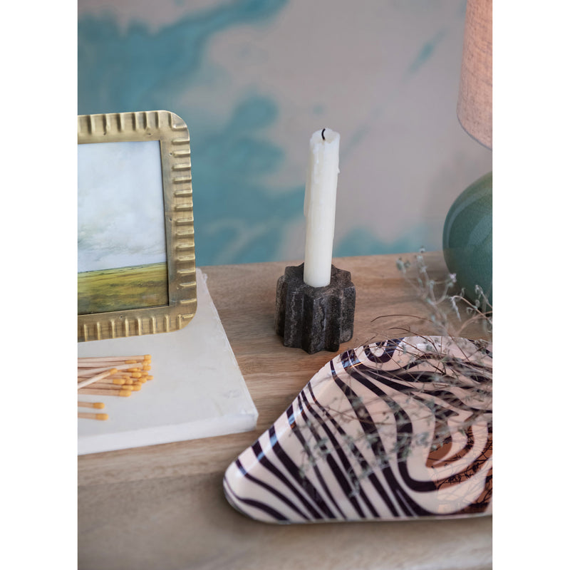 Metal Ribbed Photo Frame, Antique Brass Finish