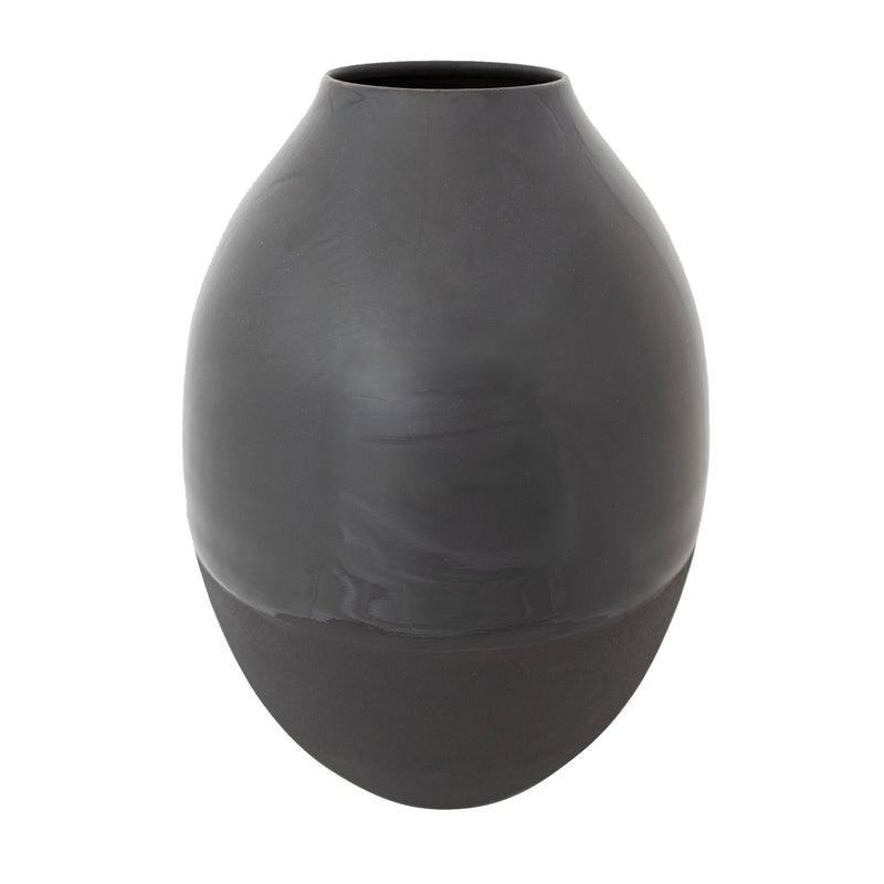 Two-Textured Enameled Metal Vase, Charcoal