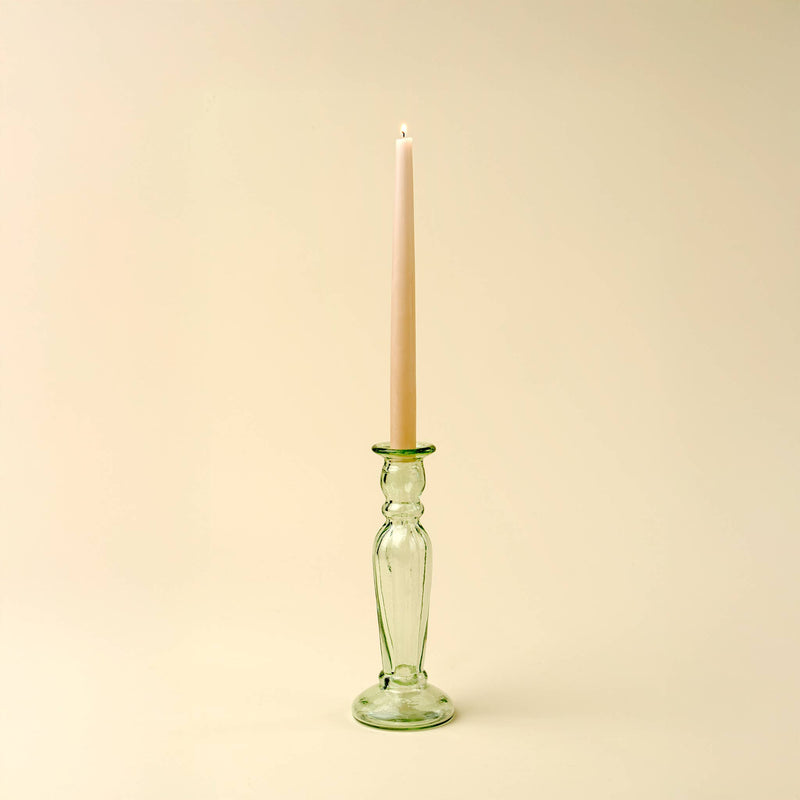 Vero Glass Candlestick, Green