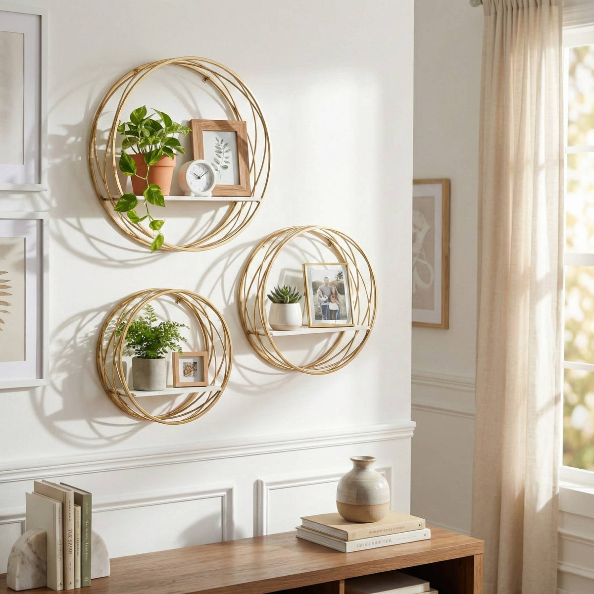 Wall Shelves Set of 3 - White Frame