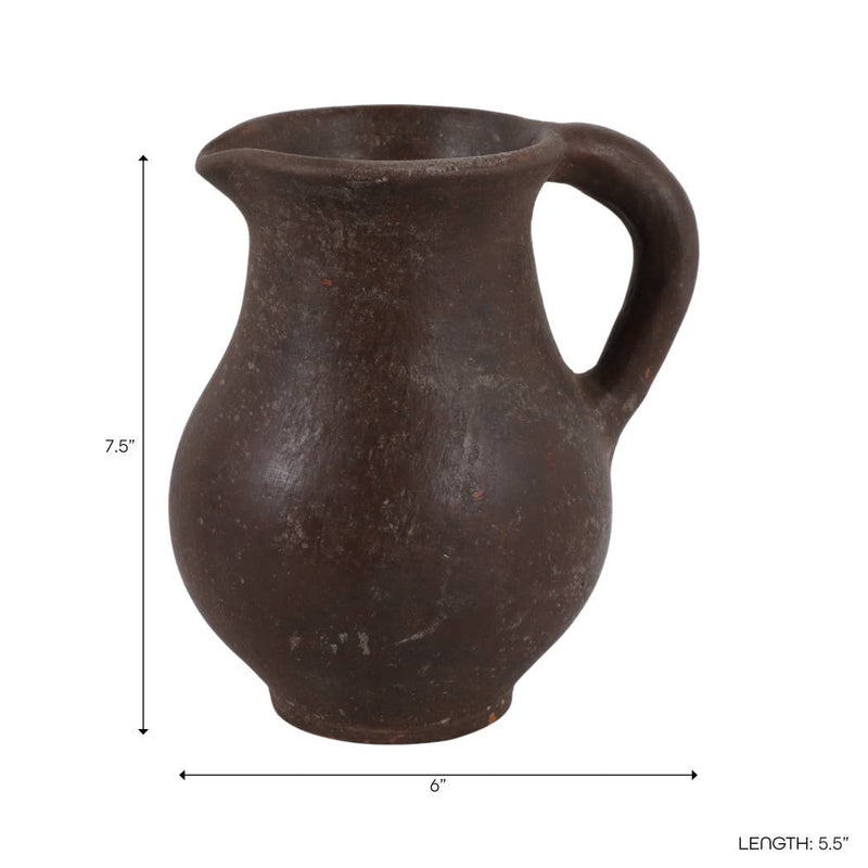 Brown Terracotta Jug Handled Pitcher