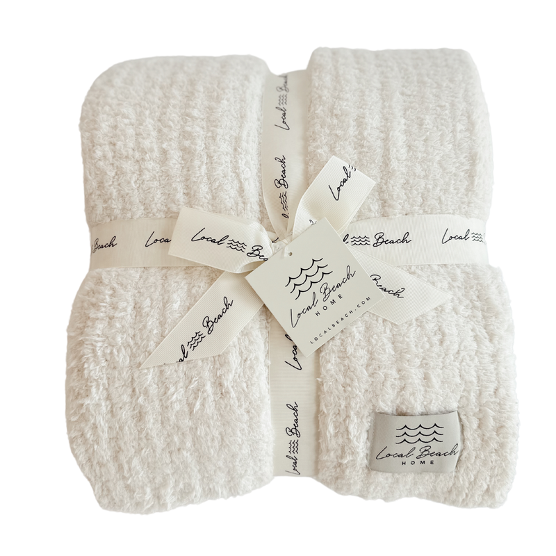 Solid Ribbed Luxe Home Cozy Blanket: Taupe