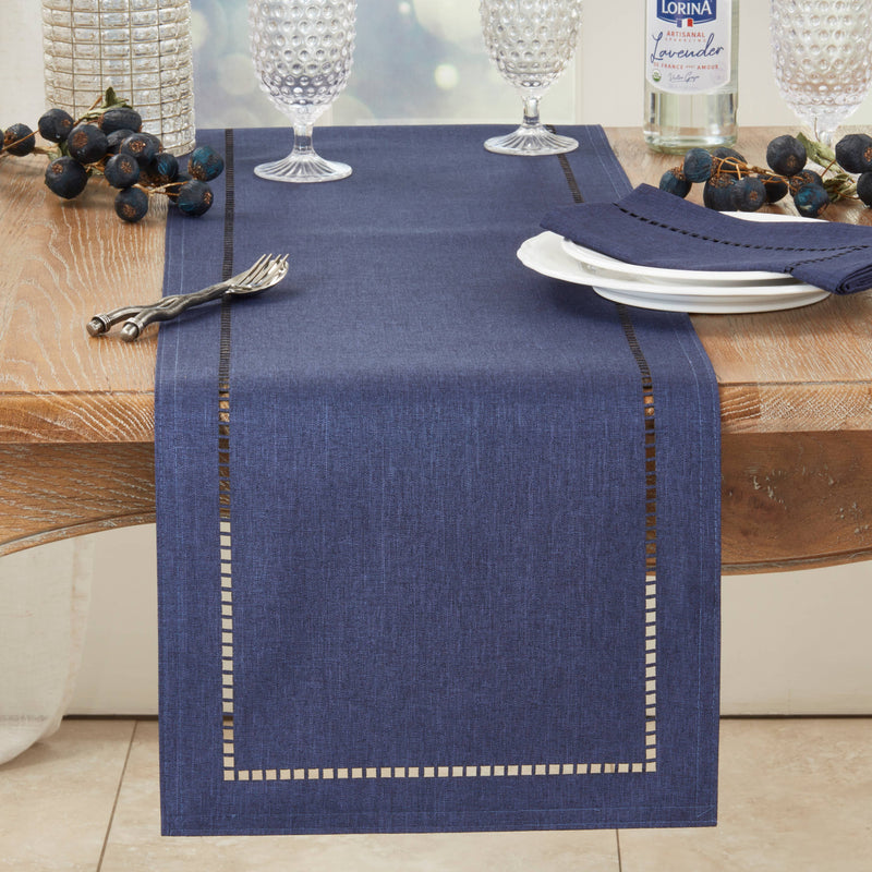 Laser-Cut Hemstitch Runner: Red / 14"x90"