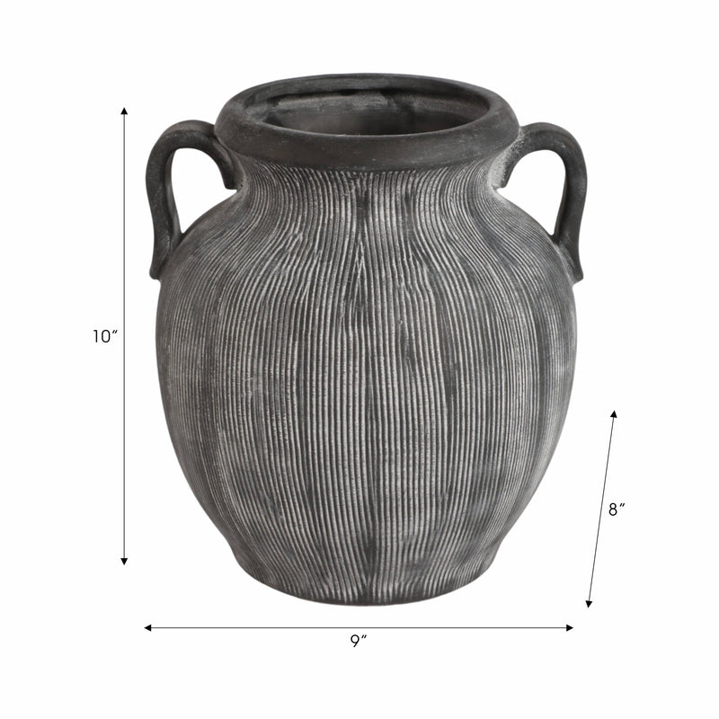 Black Ceramic Ribbed Weathered Handle