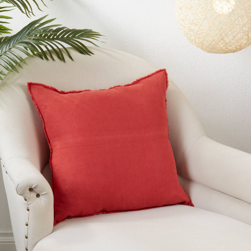 Fringed Linen Pillow – Down Filled: Blue-Grey / 20"