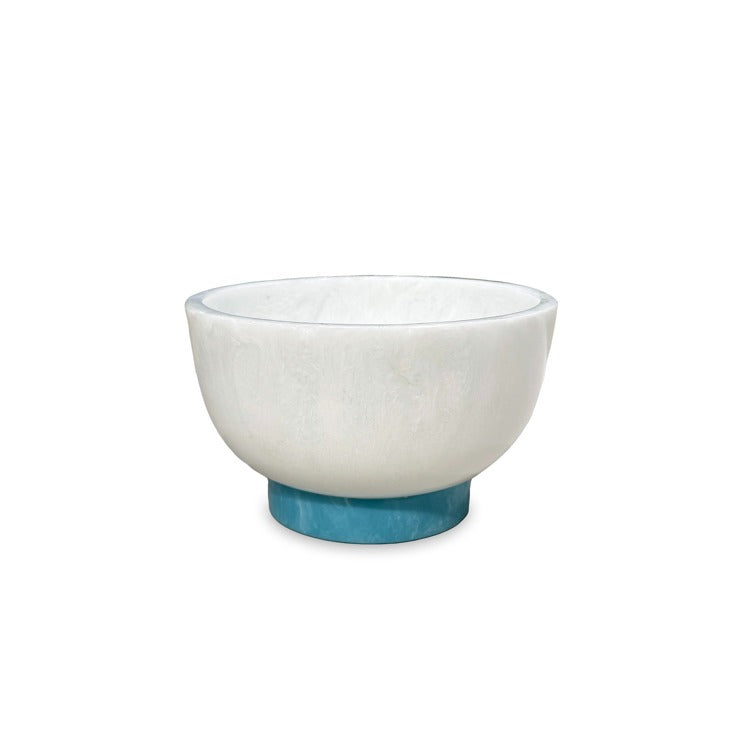RESIN Rio Small Bowl with Base (White and Turquoise)