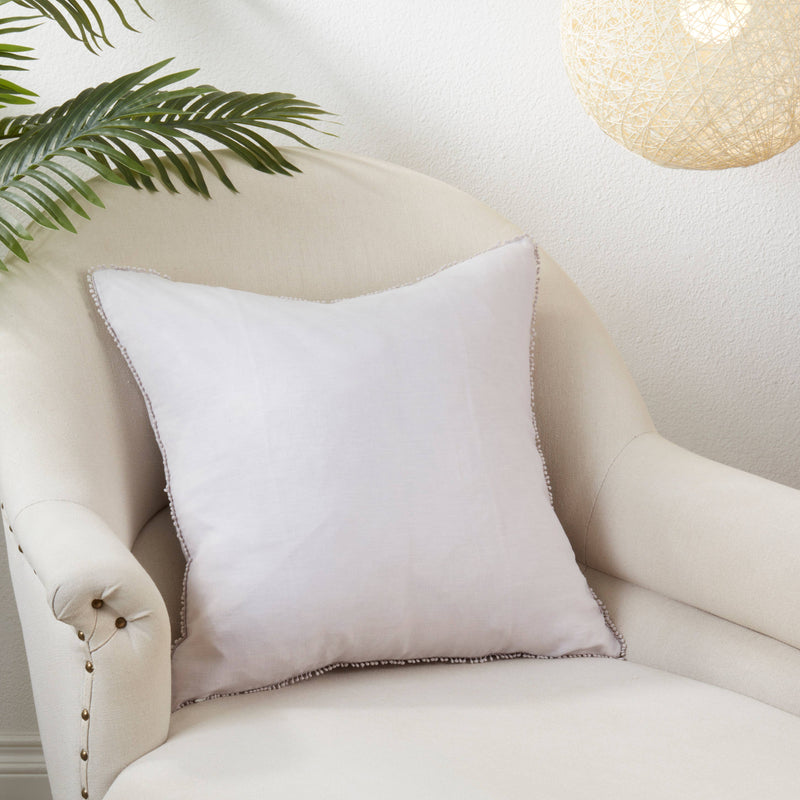 Pompom Design Pillow - Down Filled: Ivory / Down Insert / 20"