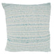 Woven Throw Pillow With Line Design: Aqua / Poly Filled / 22"