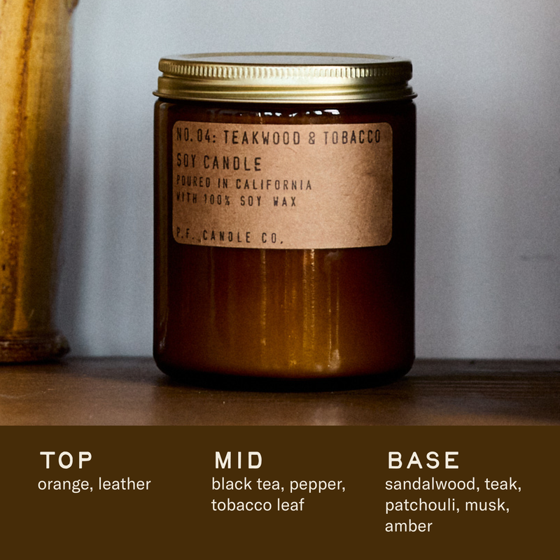 Teakwood & Tobacco Glass Jar Soy Candle