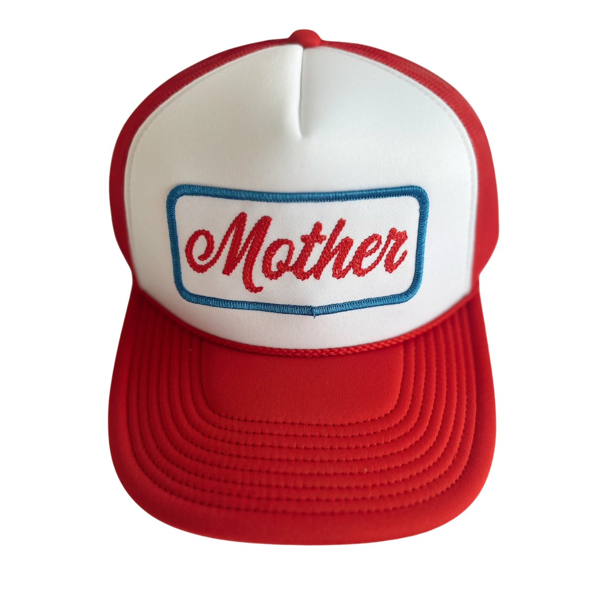 Mother Patch Trucker Hat: Red/White