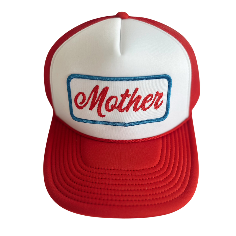 Mother Patch Trucker Hat: Red/White