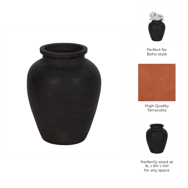 Black Ceramic Round Pottery Jug