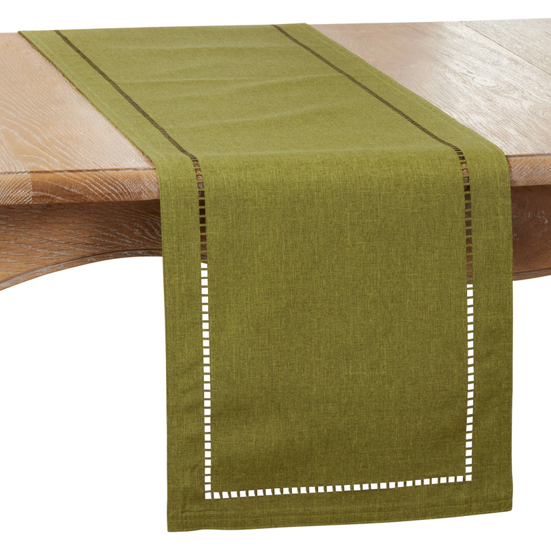 Laser-Cut Hemstitch Runner: Red / 14"x72"