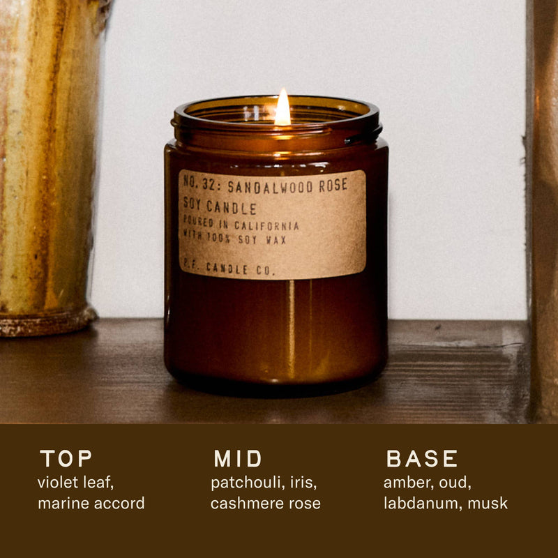 Sandalwood Rose Glass Jar Soy Candle