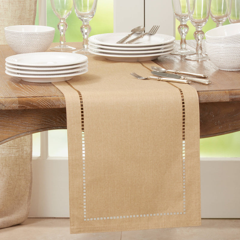 Laser-Cut Hemstitch Runner: Red / 14"x72"