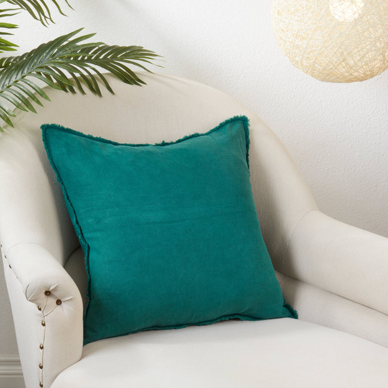 Fringed Linen Pillow – Down Filled: Ivory / 20"