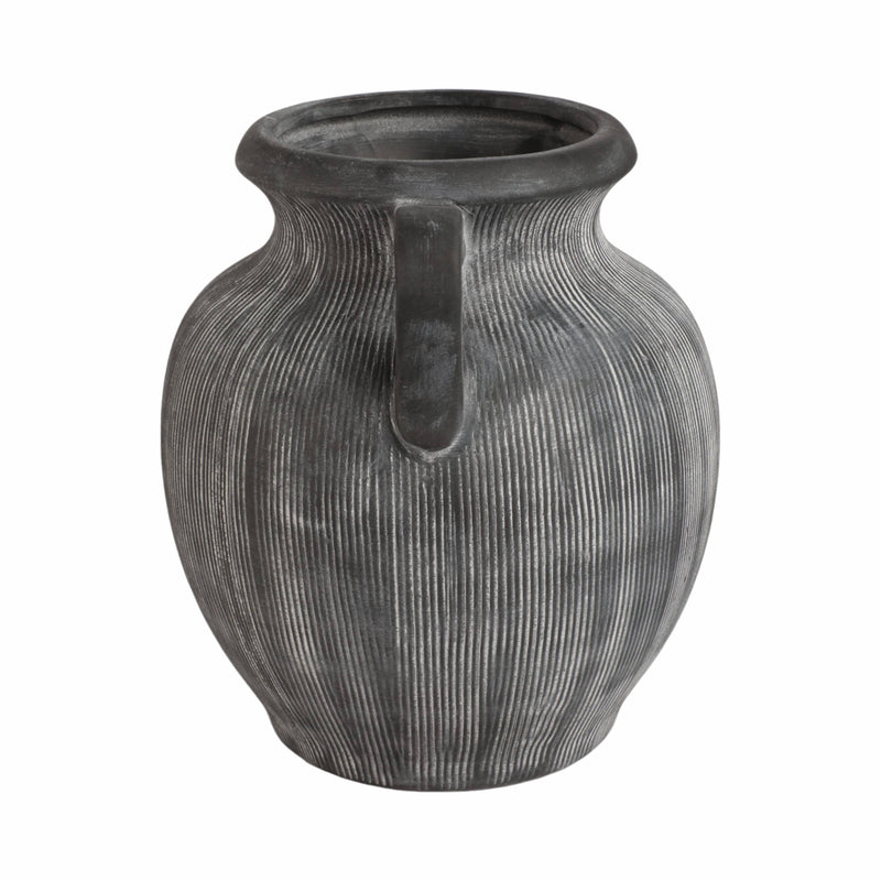 Black Ceramic Ribbed Weathered Handle