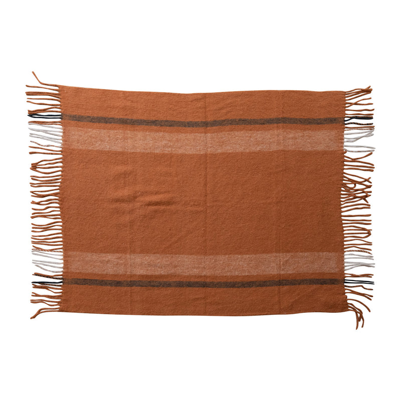 Throw with Stripes & Fringe