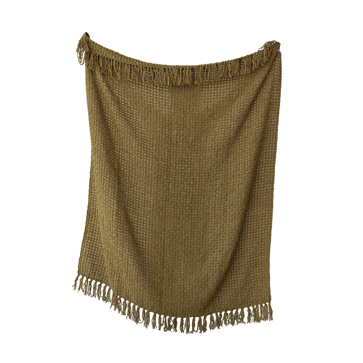 Olive Green Waffle Weave Throw