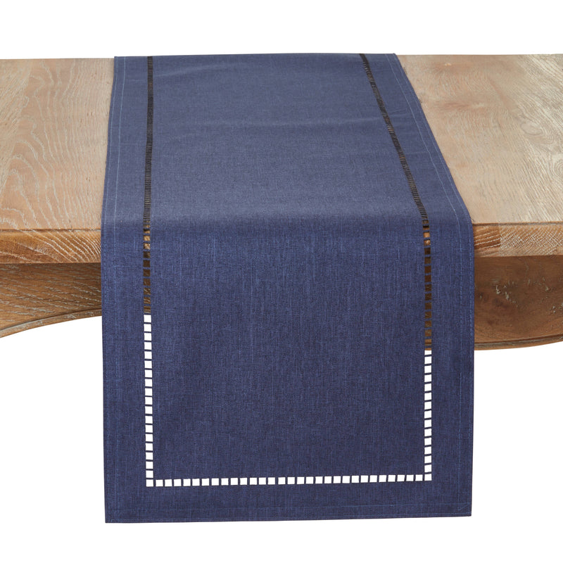 Laser-Cut Hemstitch Runner: Red / 14"x90"