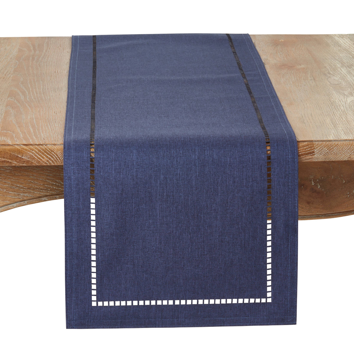 Laser-Cut Hemstitch Runner: Navy Blue / 14"x108"