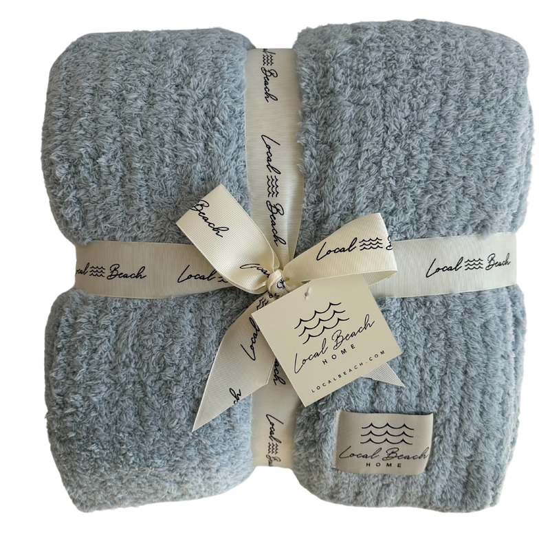 Solid Ribbed Luxe Home Cozy Blanket: Cream