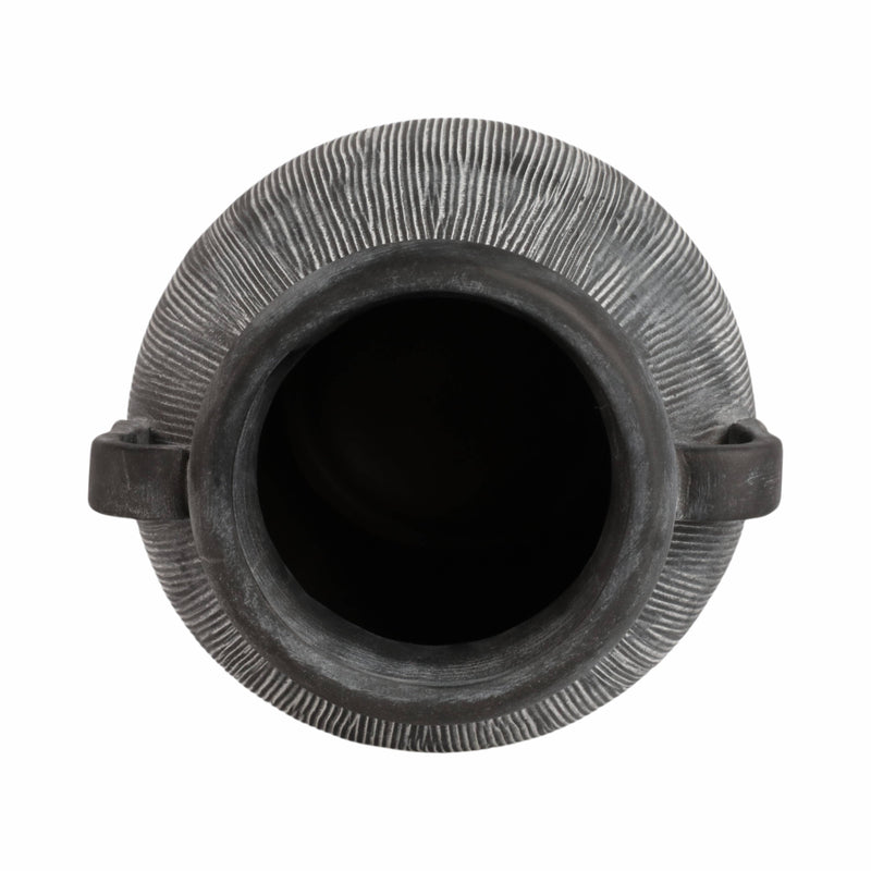 Black Ceramic Ribbed Weathered Handle