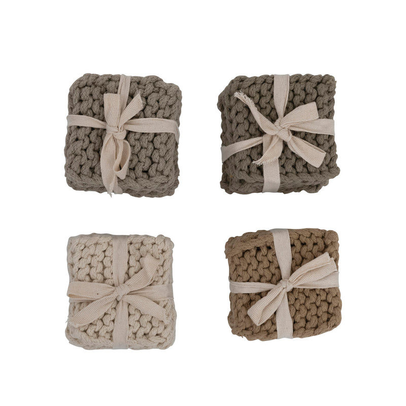 Cotton Crocheted Coasters, Set of 4