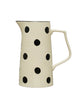 2-1/2 Quart Hand-Painted Stoneware Pitcher w/ Dots & Linen Texture, Black & Cream Color, [product_price]- Greenhouse Home